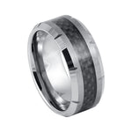 10mm Tungsten Band with Black Carbon Fiber Inlay