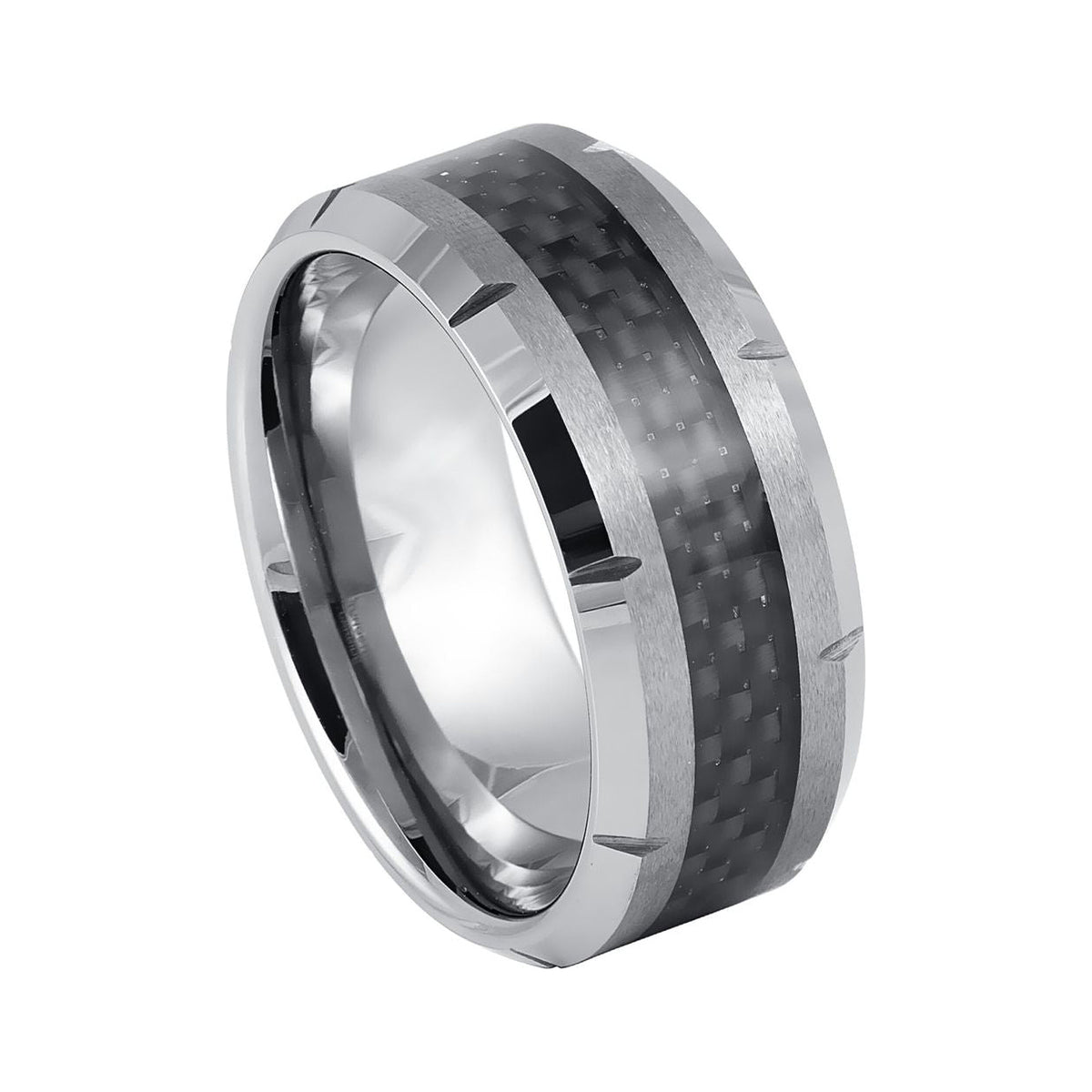 10mm Tungsten Band with Black Carbon Fiber Inlay
