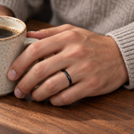 Lifestyle view of 2mm Black Tungsten High-Polish Band worn on hand