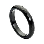 4mm Black Tungsten High-Polish Faceted Domed Band