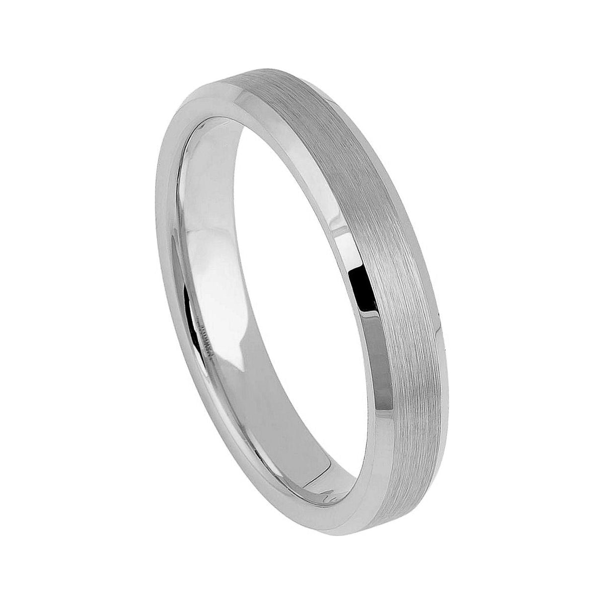 4mm Tungsten Brushed Beveled-Edge Band