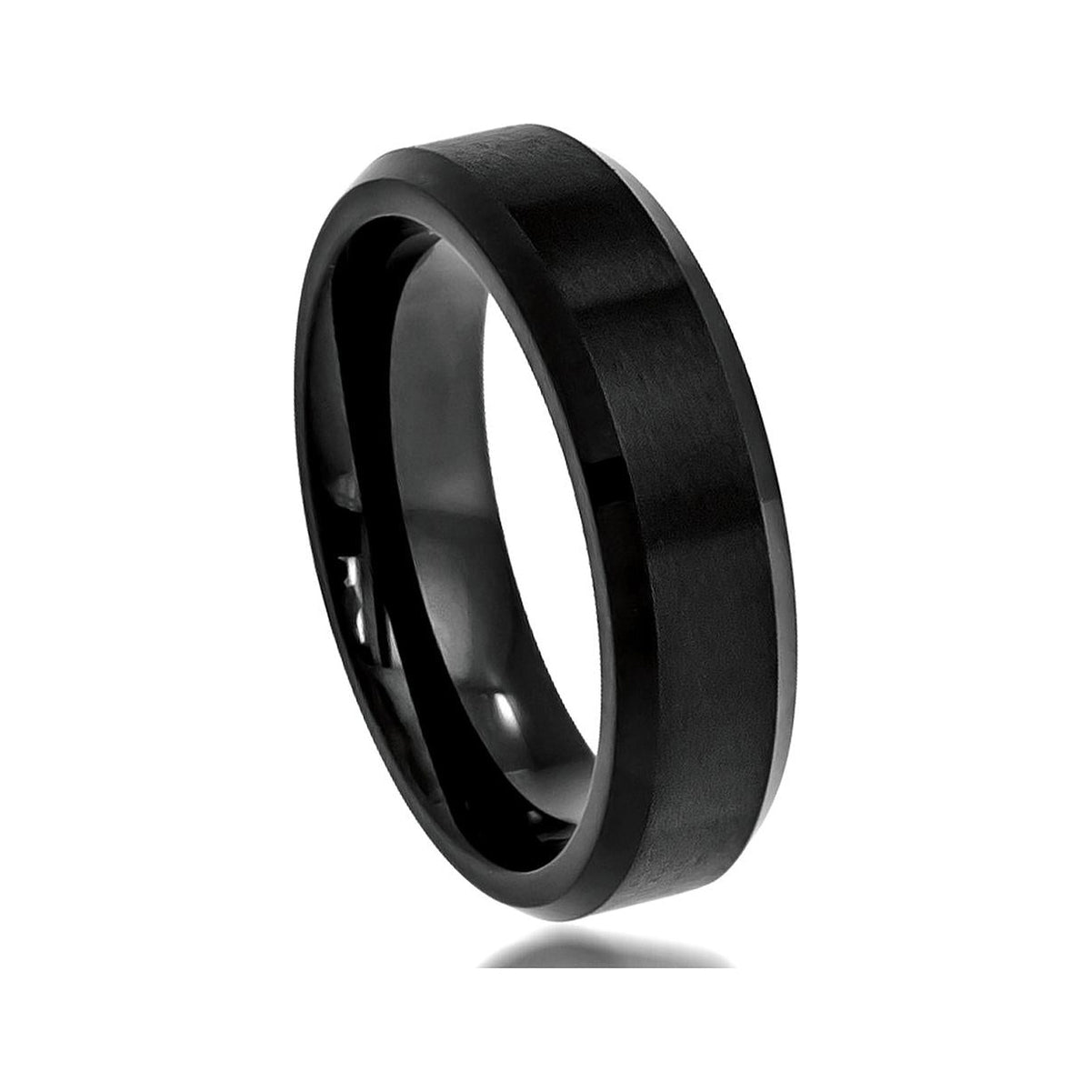 6mm Black Tungsten Brushed Beveled Band
