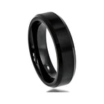 6mm Black Tungsten Brushed Beveled Band