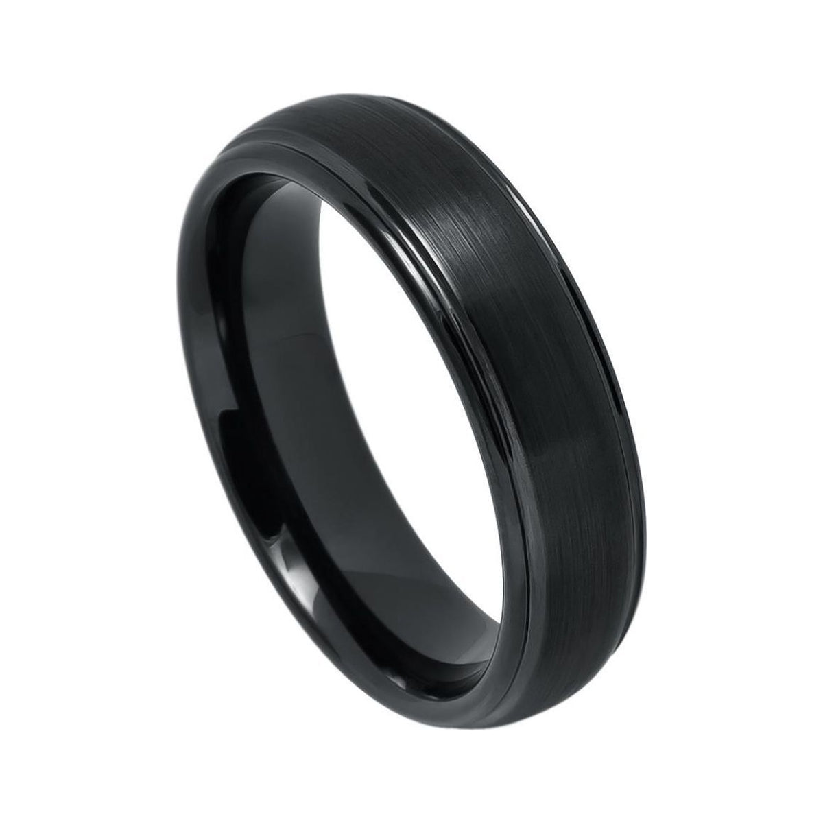 6mm Black Tungsten Domed Brushed Band