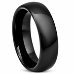 6mm black tungsten high-polish domed band on white background