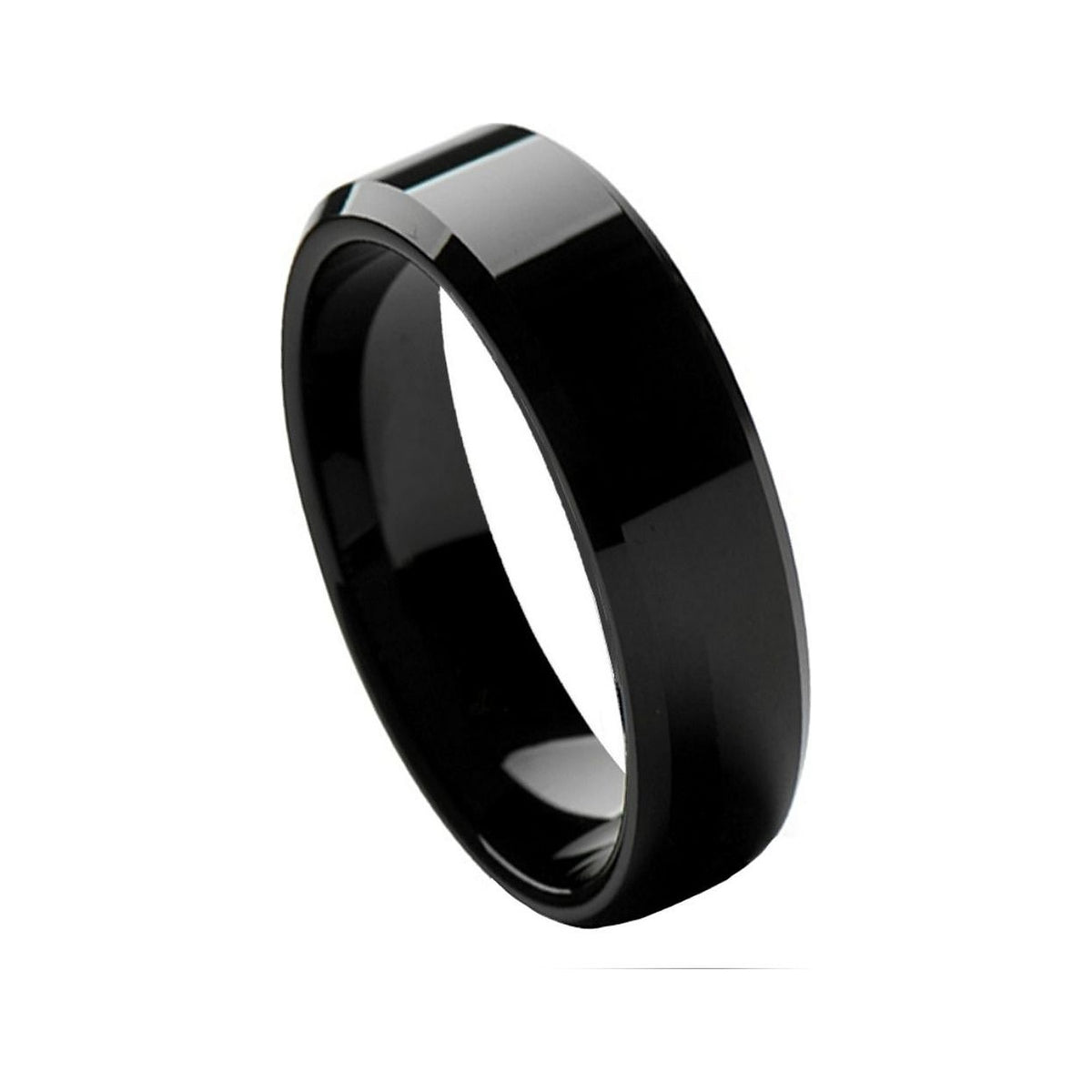 6mm Black Tungsten High-Polish Beveled Band