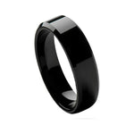 6mm Black Tungsten High-Polish Beveled Band