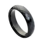 6mm Black Tungsten High-Polish Faceted Domed Band