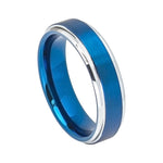 6mm Blue Tungsten Brushed Stepped-Edge Band