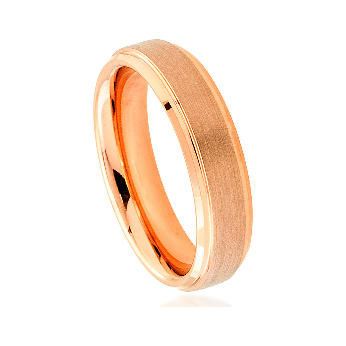 6mm Rose Tungsten Brushed Stepped-Edge Band