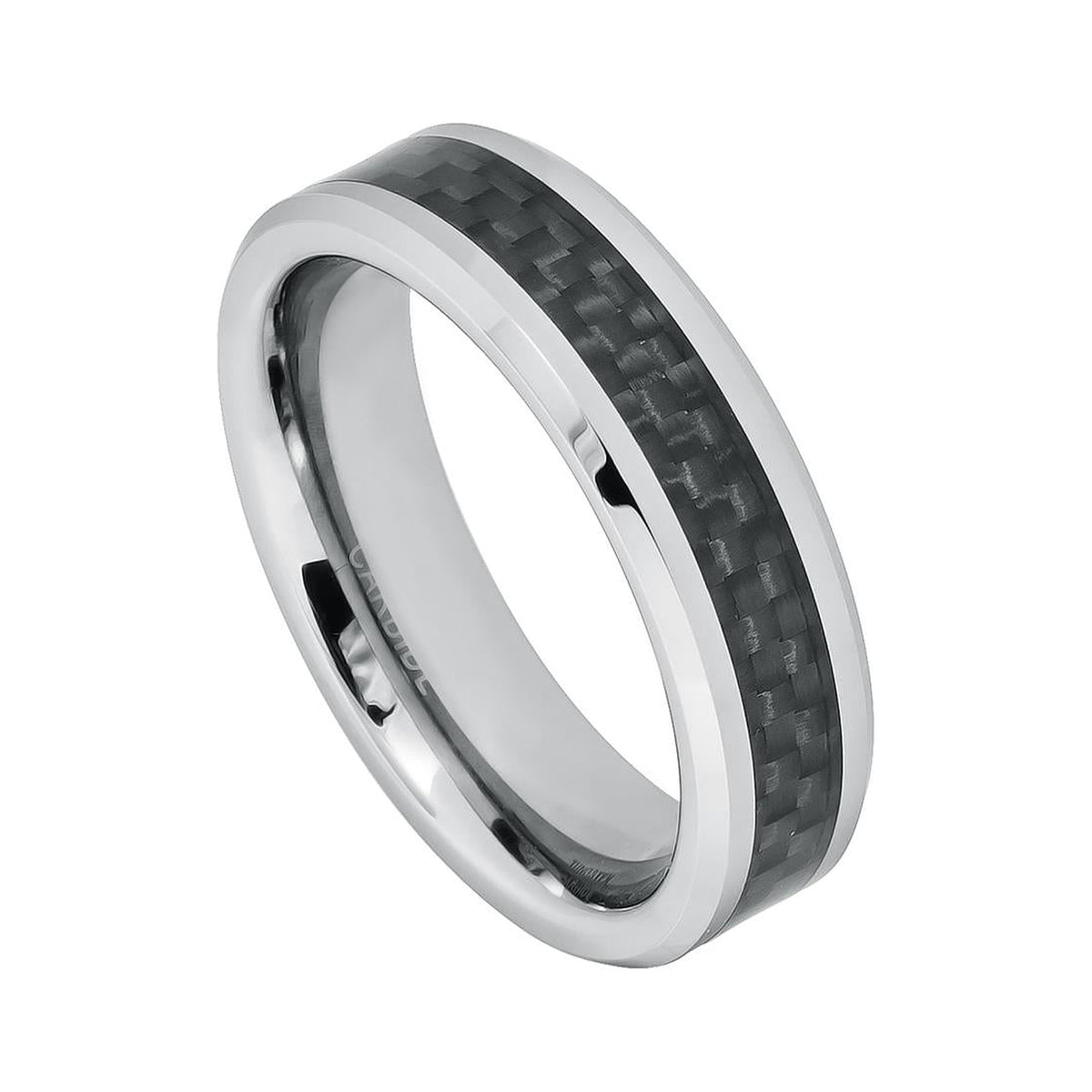 6mm Tungsten Band with Black Carbon Fiber Inlay