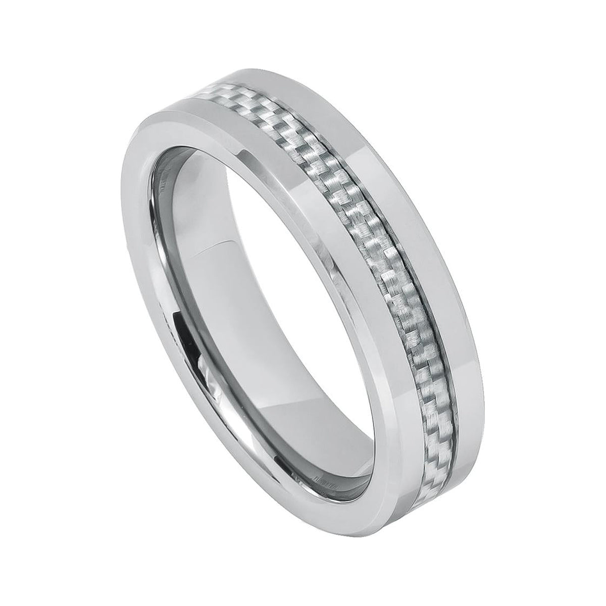 6mm Tungsten Band with Gray Carbon Fiber Inlay