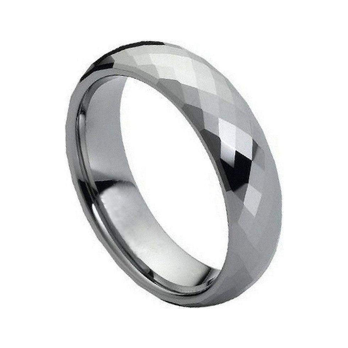 6mm Tungsten Faceted Domed Band