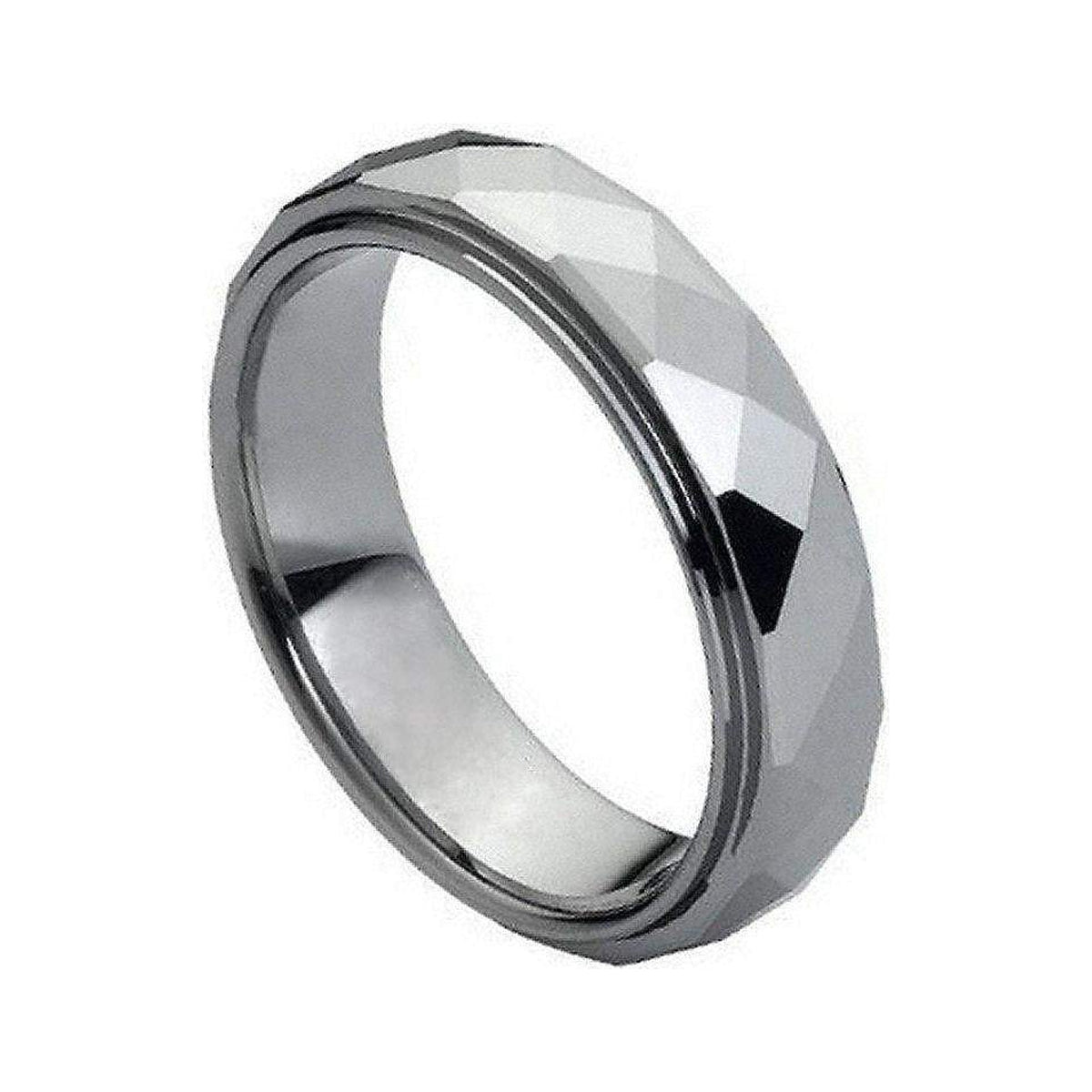 6mm Tungsten Faceted Domed Stepped-Edge Band