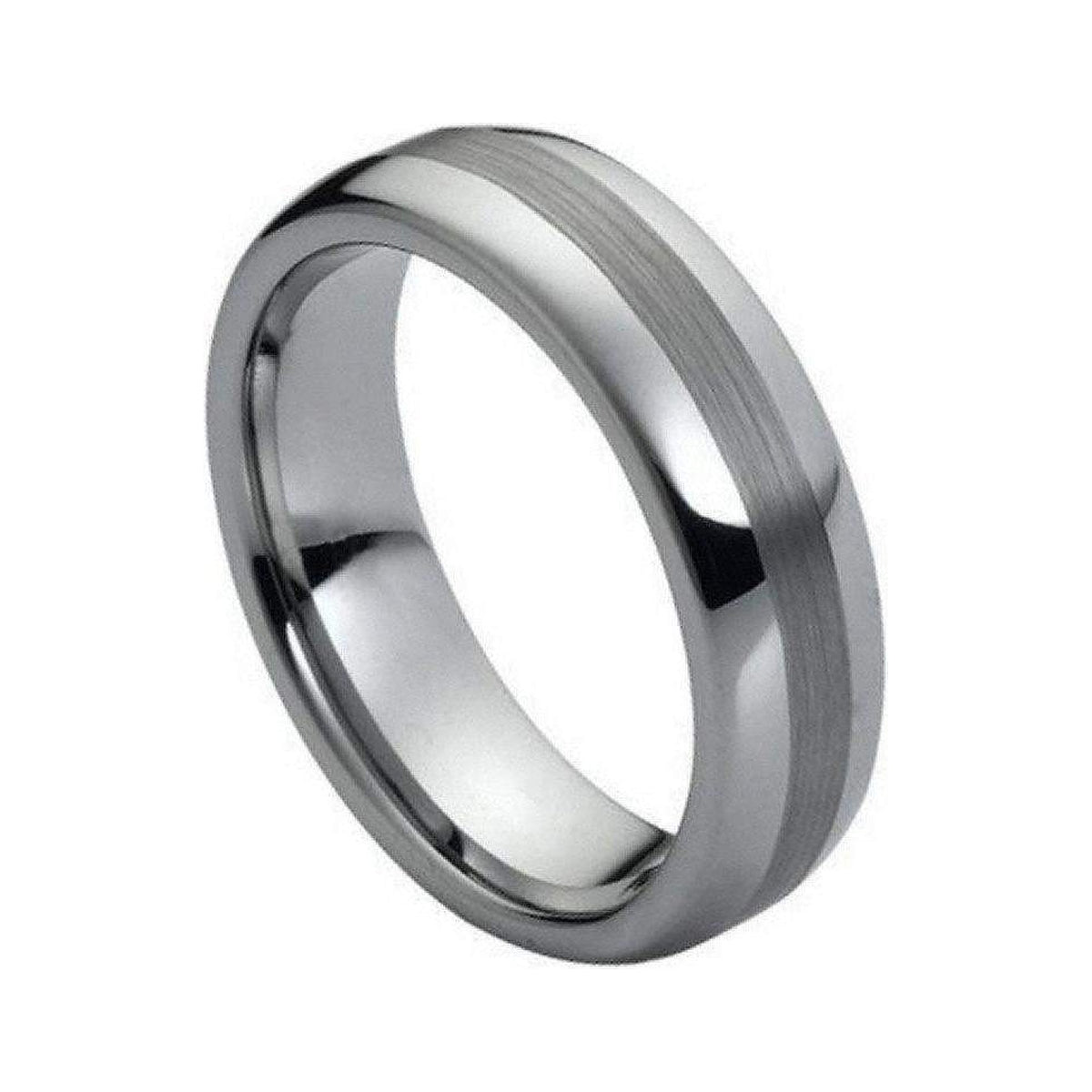 6mm Tungsten High-Polish Band with Brushed Center Line