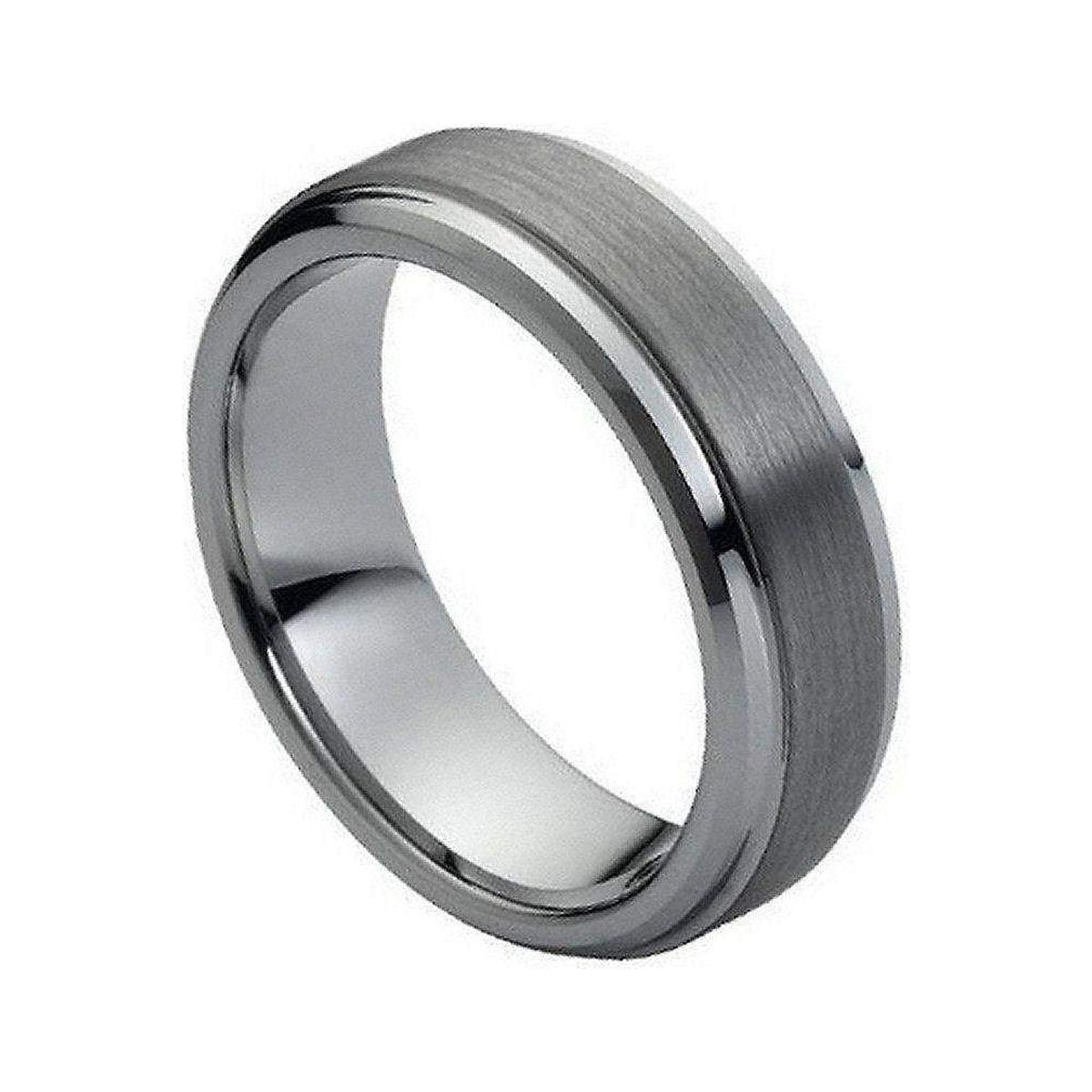 7mm Tungsten Band with Brushed Center & Polished Steps