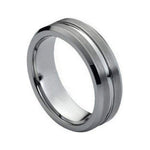 7mm Tungsten Band with Polished Grooved Center