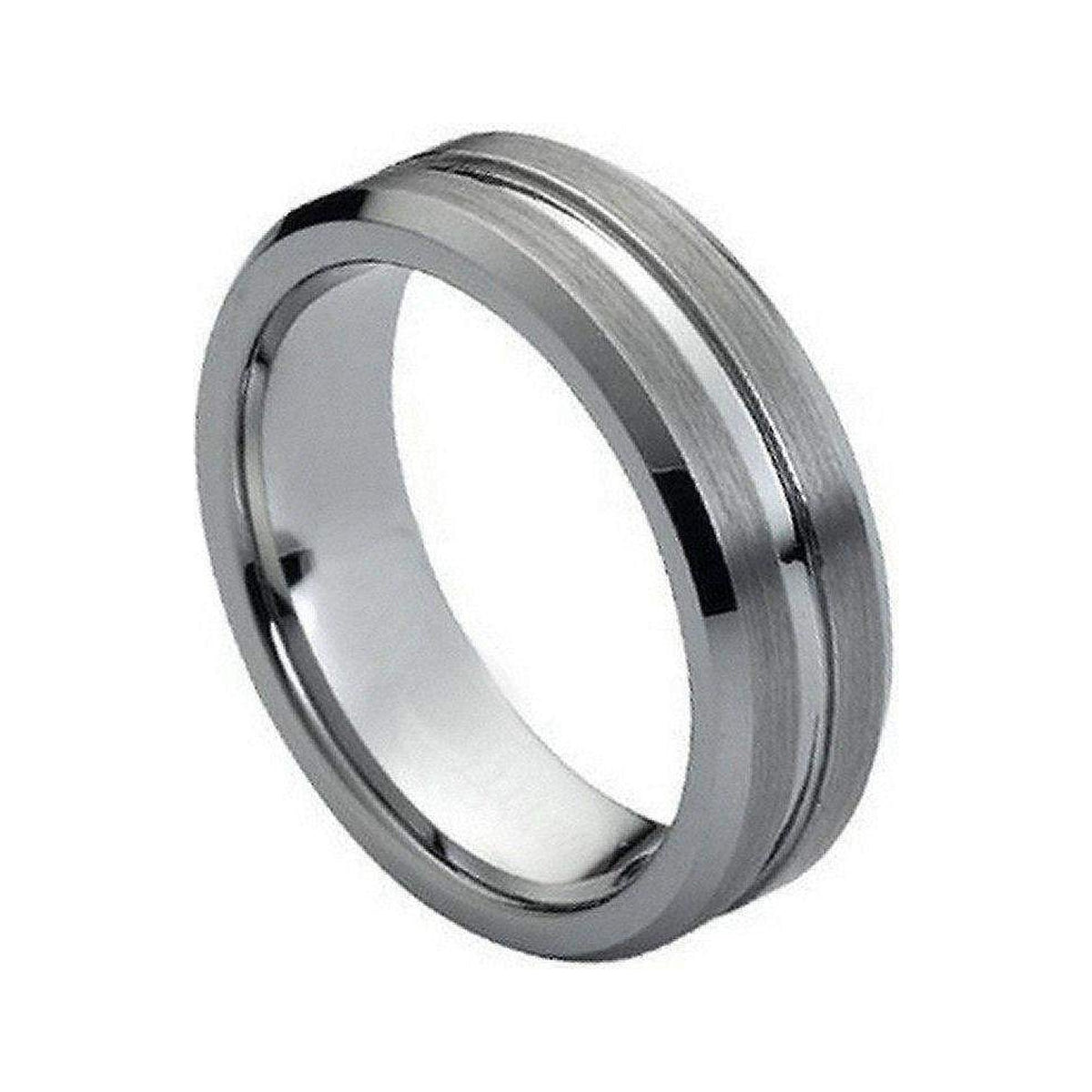 7mm Tungsten Band with Polished Grooved Center