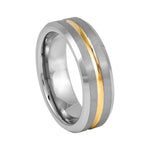 7mm Tungsten Band with Yellow Center Groove