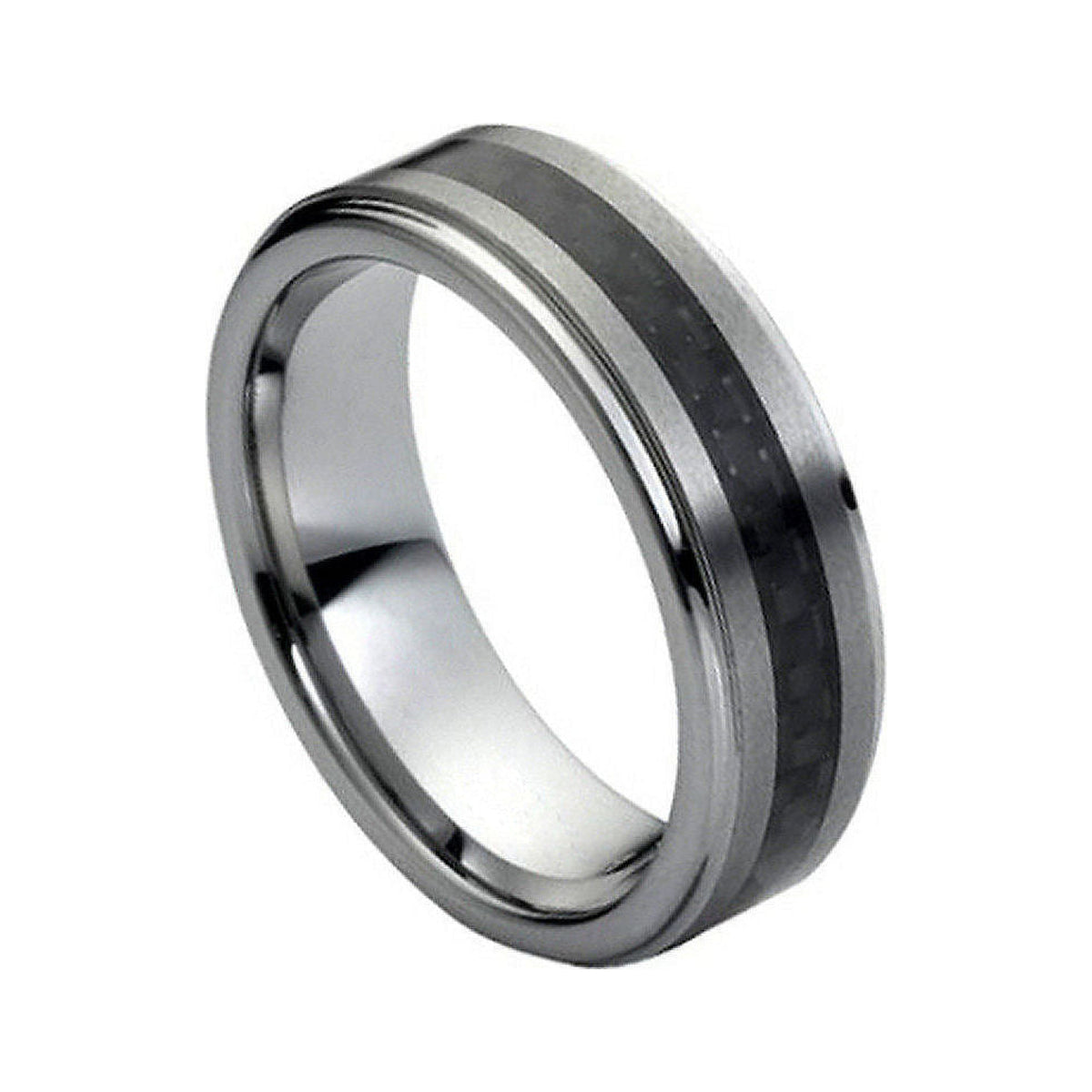 7mm Tungsten Brushed Band with Black Carbon Fiber Inlay