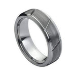 7mm Tungsten Brushed Diagonal-Groove Band