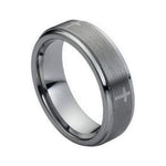 7mm Tungsten Brushed Flat Cross Band