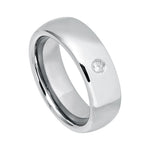 7mm Tungsten Domed Band with White Diamond