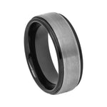 8mm Black & Gray Tungsten Stepped-Edge Band