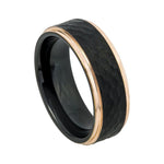 8mm Black & Rose Tungsten Hammered Band