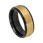 8mm Black & Yellow Tungsten Wire-Brushed Band