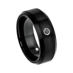 8mm Black Tungsten Band with Black Diamond