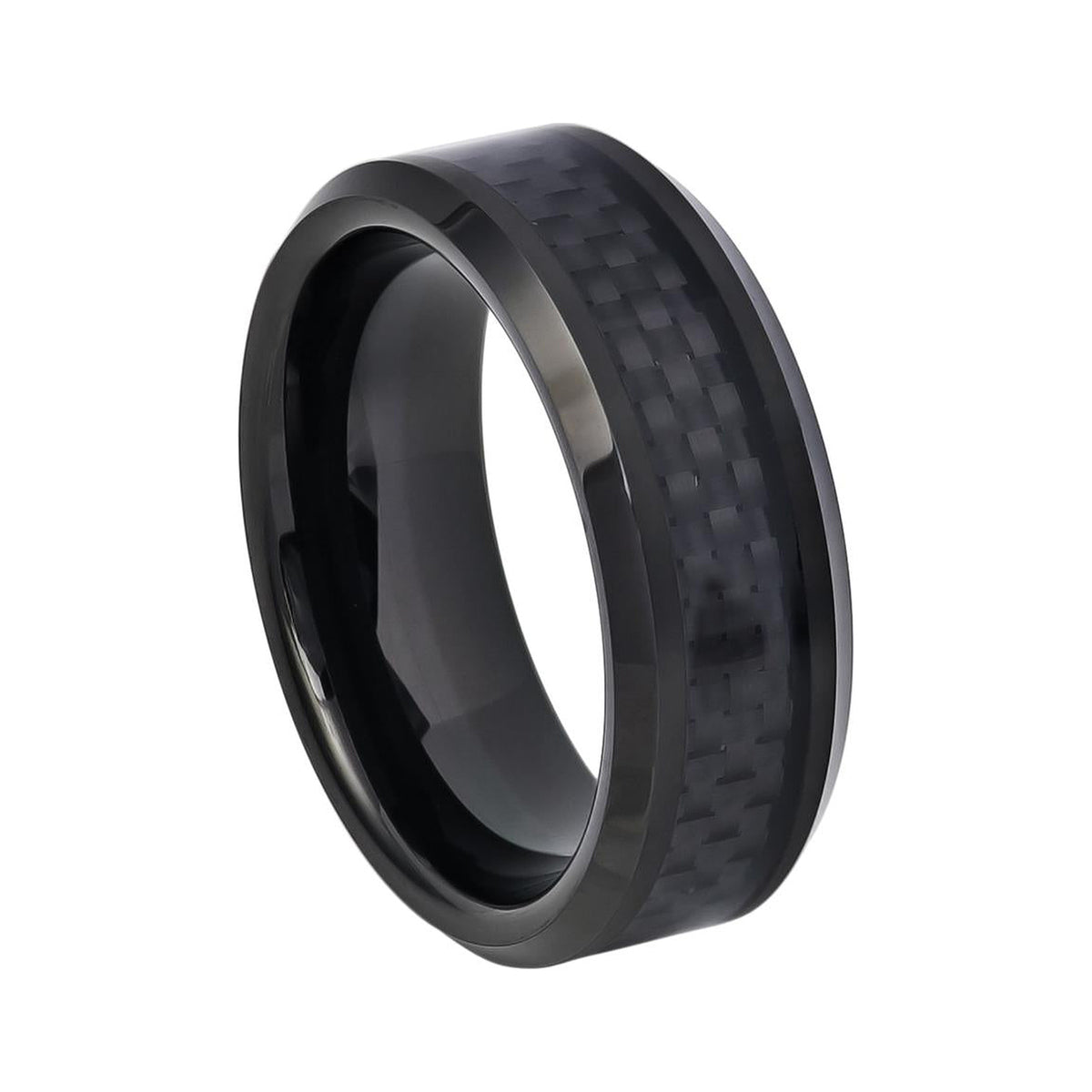 8mm Black Tungsten Band with Carbon Fiber Inlay