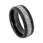 8mm Black Tungsten Band with Imitation Meteorite Inlay