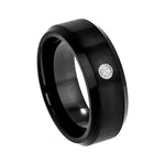 8mm Black Tungsten Band with White Diamond