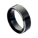 8mm Black Tungsten Band with White Stepped Edges