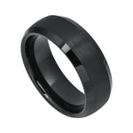 8mm Black Tungsten Brushed Band with Polished Beveled Edges