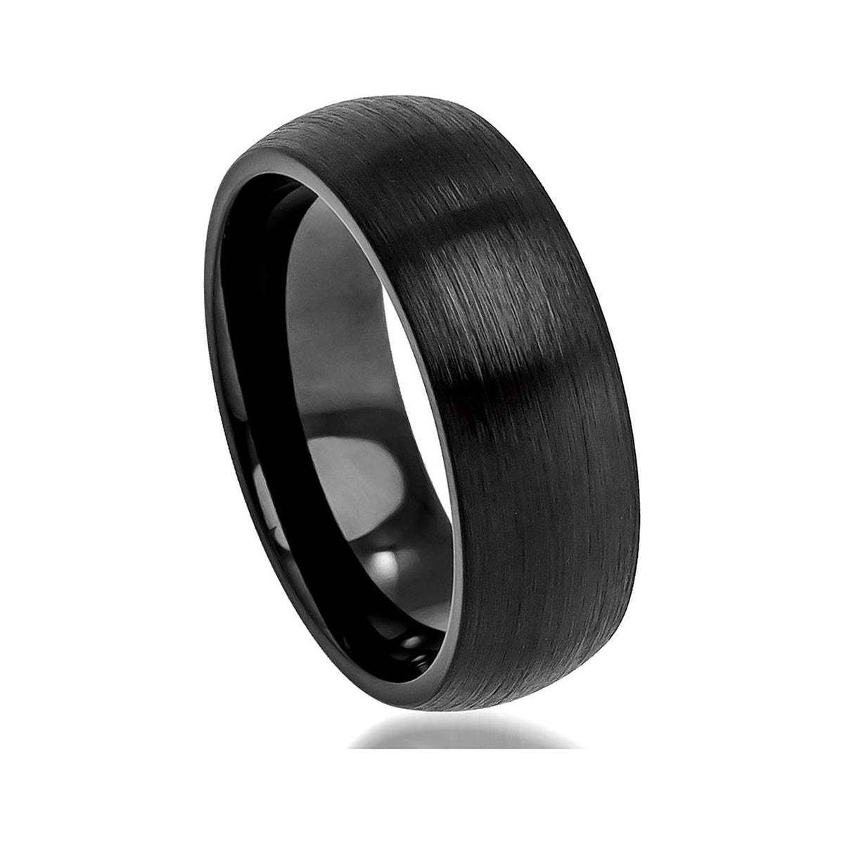 8mm Black Tungsten Brushed Domed Band