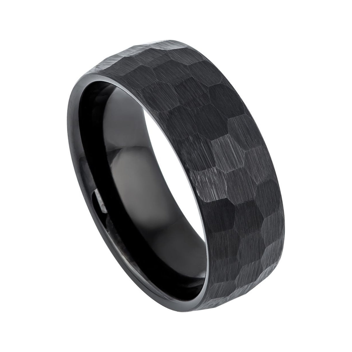8mm Black Tungsten Brushed Hammered Band