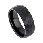 8mm Black Tungsten Brushed Hammered Band
