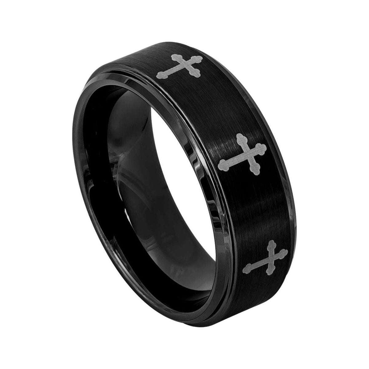 8mm Black Tungsten Cross Band