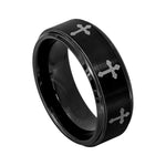 8mm Black Tungsten Cross Band