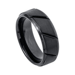 8mm Black Tungsten Diagonal-Groove Band
