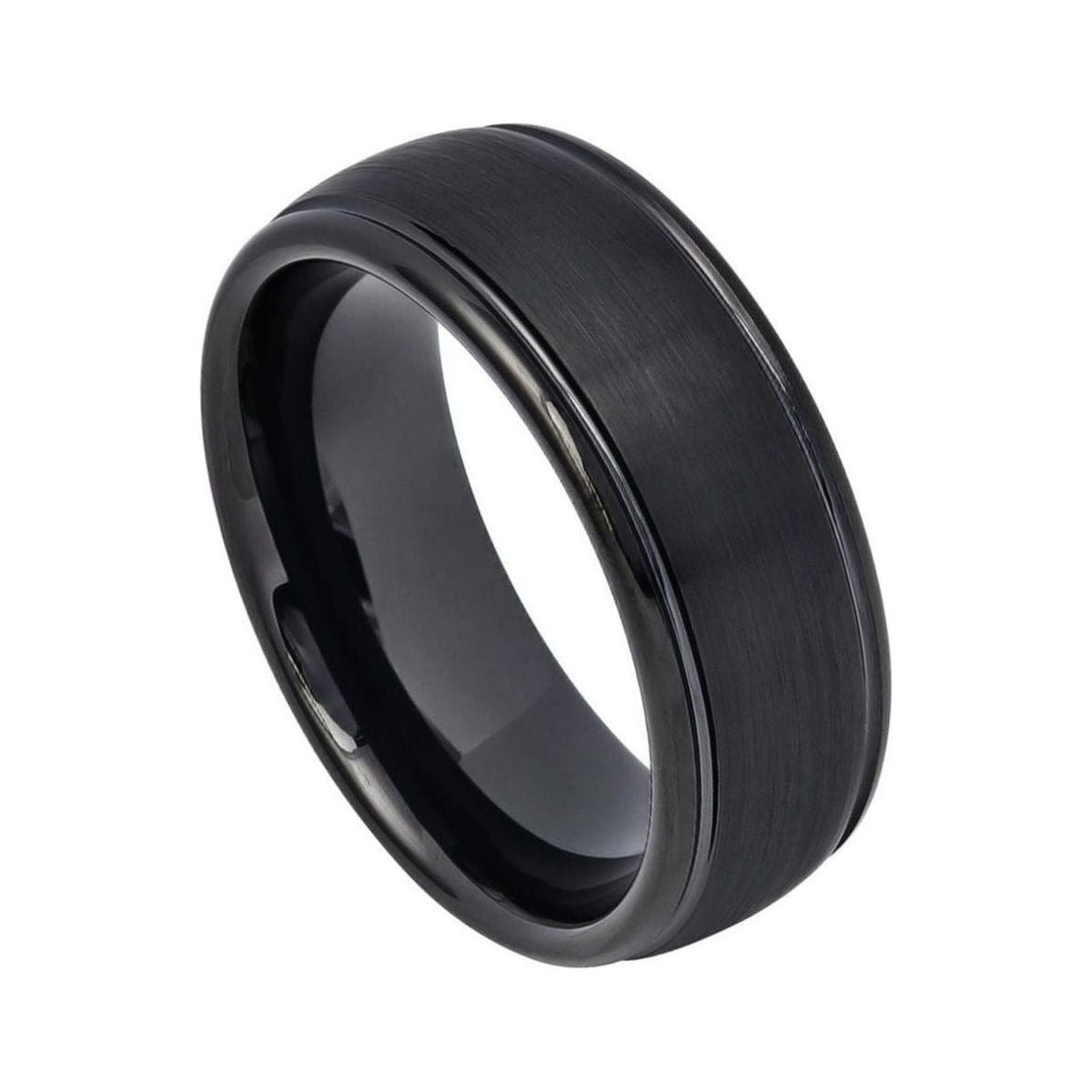 8mm Black Tungsten Domed Brushed Band
