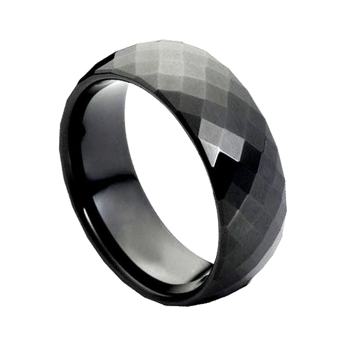 8mm Black Tungsten Faceted-Cut Band
