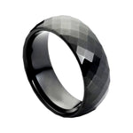 8mm Black Tungsten Faceted-Cut Band