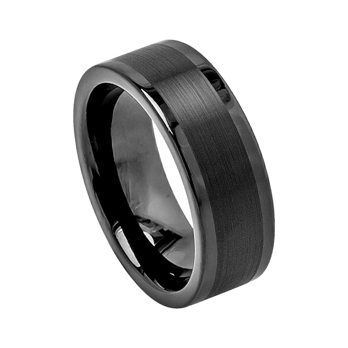 8mm Black Tungsten Flat Brushed Band