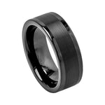 8mm Black Tungsten Flat Brushed Band