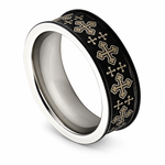 8mm black tungsten matte cross band on white background