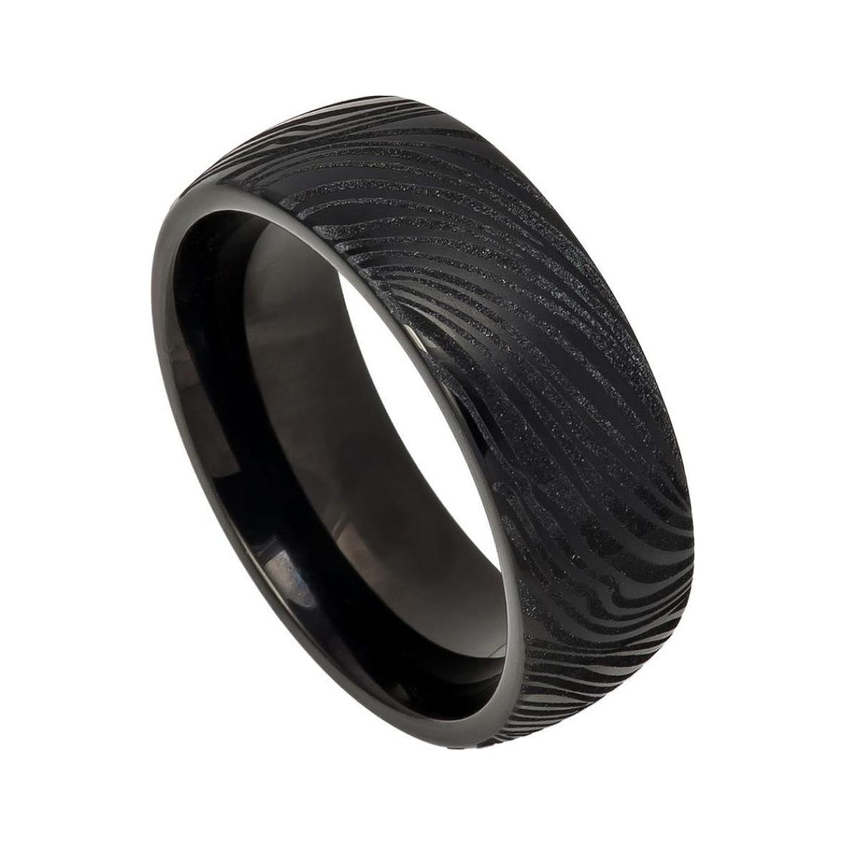 8mm Black Tungsten Mokume Gane Band