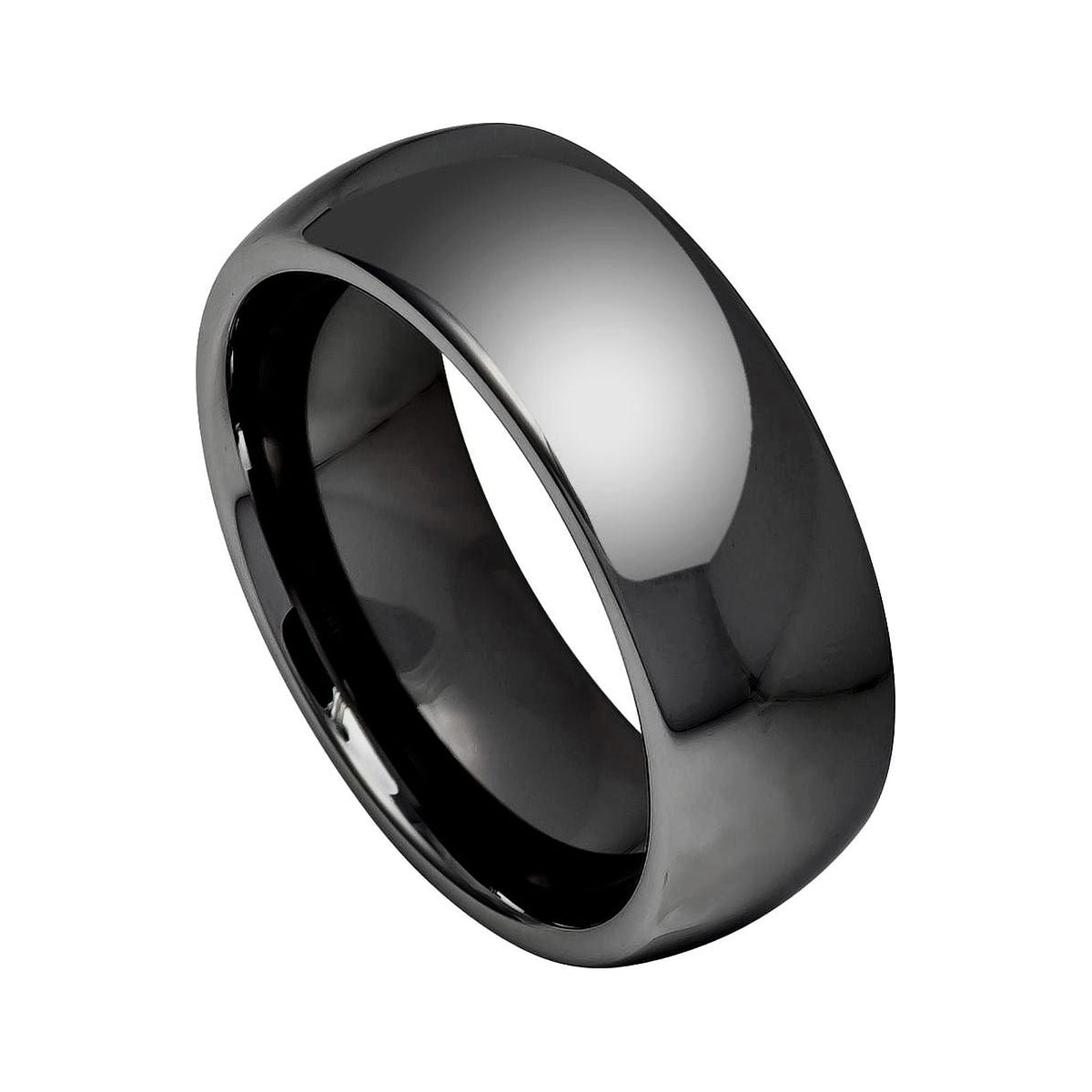 8mm Black Tungsten Smooth High-Polish Domed Band